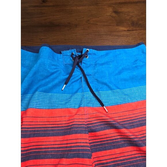 ONeill Mens Size 40 Board Shorts Blue/Red Striped Swim Trunks Polyester Adjustab - Picture 11 of 13